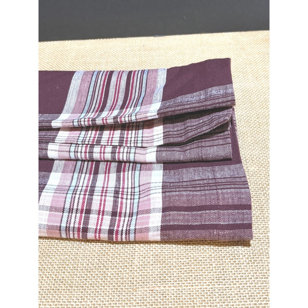 Sur la Table Burgundy Plaid Cotton Table Runner 16x108 India Woven Thanksgiving
